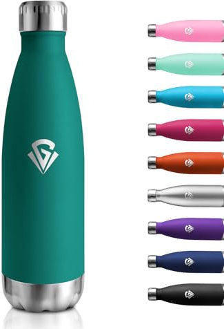 Bottiglia Termica 500ml, Doppia Parete Isolante, Borraccia Acciaio Inox, Borraccia Senza BPA, Antigoccia, Borraccia Termica Riutilizzabile per Bambini, Adulti, Scuola, Ufficio, Campeggio, Outdoor