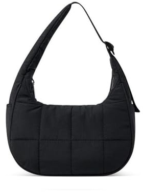 Zidoley Pequeño Bolsa Puffer Mini Tote Bag Bolsos de Hombro Acolchado para Mujer Trabajo Escuela (Negro)