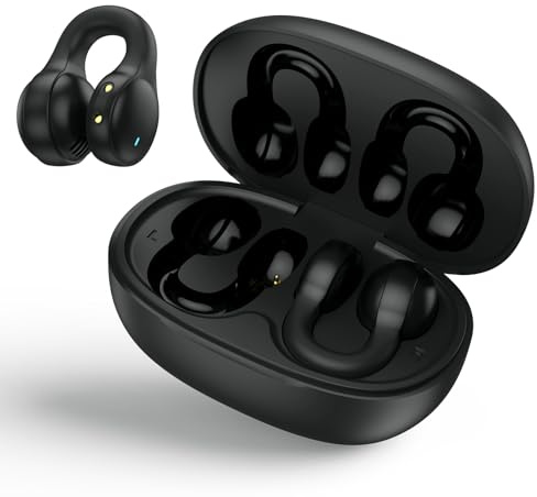 Écouteurs Bluetooth 5.4 Sans Fil, Écouteurs Clip Oreille Ouvert Sport avec Microphone Intégré, Son HiFi avec Affichage Numérique Sans Fil pour L'entraînement, Casque à Pince pour Deporte/Voyage/Études