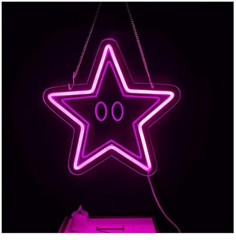 neonljusskylt Skyltlampa för stjärnformad neon väggkonst dekorationslampor driven för bar, sovrum 35cmx35cm