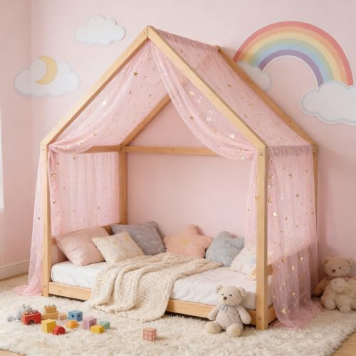 Ingzy Canopy Bed Curtains for Montessori, House & Twin Beds