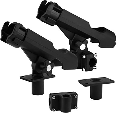 HiUmi Verstellbare schwarze Angelrutenhalterung für Boot, Kajak, drehbare Seitenhalterung, 2 Stück