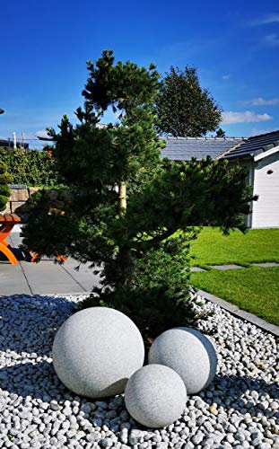 Trango 3er Set 202540G Gartenkugel IP65 Granitstein-Optik Kugelleuchte *Nature* mit 20/25/40cm ? inkl. ca. 5 Meter IP44 Kabel & E27 Fassung Kugellampe, Gartenleuchte, Außenleuchte ohne Leuchtmittel