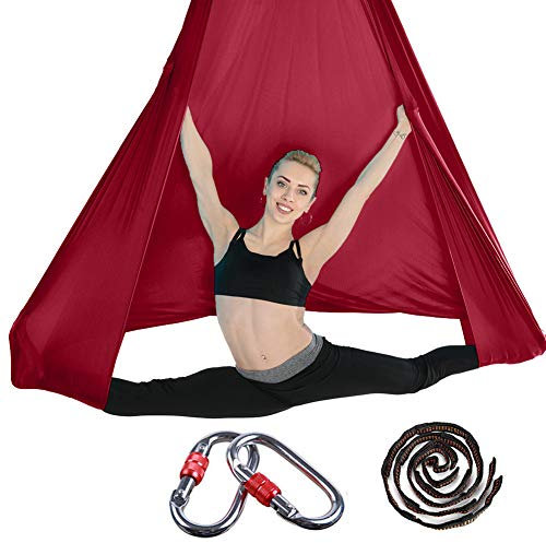Brinny Aerial Yoga Tuch DIY Premium Silks Aerial Equipment Elastische Yoga Hängematte Tuch Sling Swing Vertikaltuch Yogatuch Hammock Fitness für Pilates Gymnastik Antigravity Inversionsübungen
