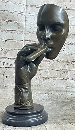 EUROPEAN BRONZE Art Deco Sculpture Man Smoking Cigar Hot Cast Bronze Statue Signed Figurine Sale Deal Artwork Statue Decor