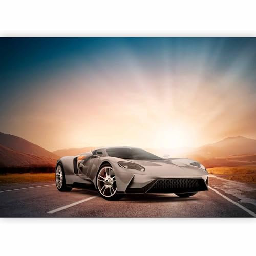 murando - Photo Wallpaper Sport Car 343x256 cm / 135x97 - Peel and Stick Self-Adhesive Foil Print Wall Mural Decoration Picture Design Modern - Road Desert i-C-10049-a-a