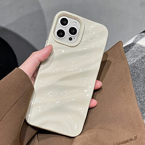 QLTYPRI Niedliche Hülle für iPhone 11, 3D Wellenform Silikon Handyhülle für Frauen Mädchen Weiche Silikon Bumper Schutzhülle Stoßfest Case für iPhone 11 - Beige