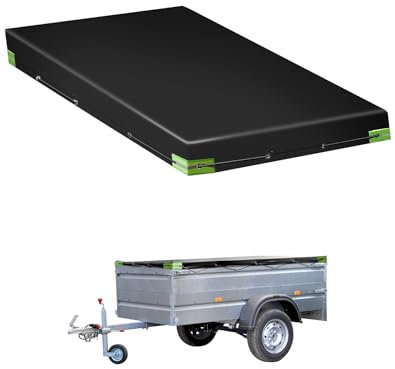 QWORK® Telo Occhiellato Rimorchio Impermeabile con Corda - 258x135x8CM - Materiale in PVC 420D Rinforzato - per Rimorchi Auto da 500KG - 750KG, Nero