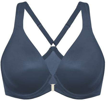 DELIMIRA Soutien Gorge Fermeture Devant Grande Taille avec Armature Decollete Plongeant Dos Nageur Non Rembourré Sargasse 120B