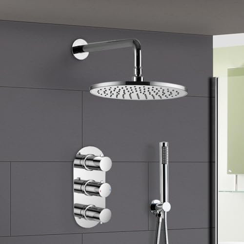 Nes Home Round 3 Dial 2 Way Round Concealed Thermostatic Shower Mixer Valve Tap