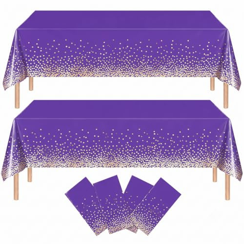 MORAINJAY 4 stycken bordsdukar mörklila guld 137 x 274 cm prickar