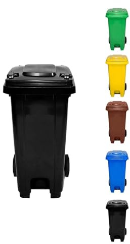 JARDIN202 - Cubo de Basura 120 Litros con Pedal y Ruedas | Contenedor de Basura Robusto con PEDAL | 120 L (Negro)
