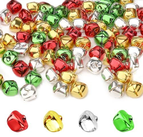 50 Piezas Cascabeles, Campanas de Metal, 20mm Cascabeles Pequeños, Cascabele De Hierro con Ojal, Cascabele para Manualidades, para Manualidades, Collares, Decoración Navideña, Embalaje de Regalo (A)