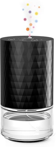 Airversa Waterless Diffuser Essential Oil 100mL Capacity Scent Air Machine for Home Aromatherapy Nebulizer Premium Metal Battery Operated 3 Mist Settings 3 Countdown Timers Color Light AN5 Black