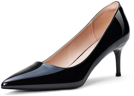 Zhabtuc Escarpins à Bout Pointu pour Femme – Talon de 6 cm, Chaussures de Bureau Confortables, Chaussures de soirée essentielles, Noir, 40.5 EU