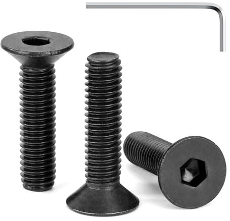 Tunejoy Tornillos de Cabeza Avellanada M6 x 25 mm Negro Tornillo Avellanado Hexagonal de Acero Inoxidable A2 V2A Norma DIN 7991 con llave Allen Rosca Completa 30 Piezas