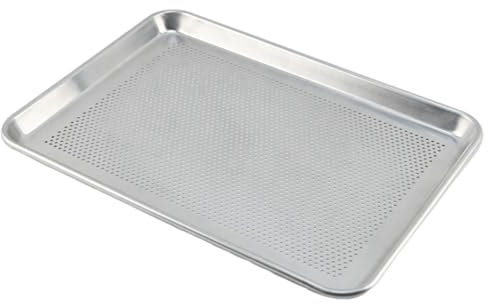 LOVIVER Bandeja para hornear perforada sartén rectángulo de asado, bandeja de horno fácil de limpiar, aleación de aluminio de de panadería para restaurante