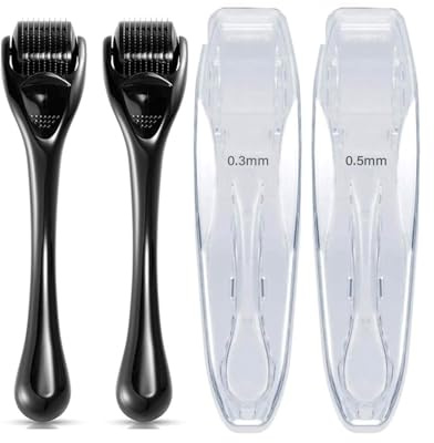 SCJJZ 2Pcs Derma Roller 0,3/0,5 mm, Dermaroller Capelli,microneedling viso,Derma Roller Capelli Viso Uomo e Donna,Microneedle Viso Capelli,per Crescita Dei Capelli,Cicatrici da Acne e Smagliature