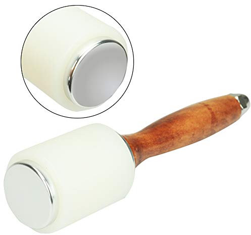 Martillo de nylon Leathercraft, mazo de cuero de cuero de vaca coser mazo de madera de cuero DIY con mango de madera, martillo de talla de cuero