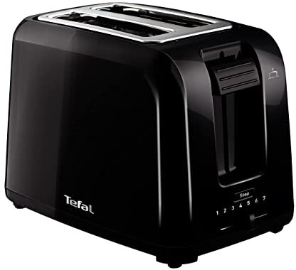Tefal TT1A28 Vita Toaster | 7 Bräunungsstufen | 2 Toastschlitze | zentriert die Brotscheiben | Hebefunktion | Funktionstasten | Krümelschublade | Schwarz