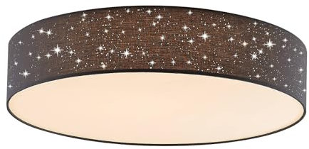 Lindby LED Deckenleuchte Ellamina dimmbar mit Leselampe (Modern) in Schwarz aus Textil (1 flammig,) - Lampe Deckenlampe Wohnzimmerleuchte