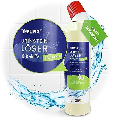 Treufix - Urinsteinlöser [ÖKOLOGISCH] - effektiver WC Reiniger 750ml mit Schräghals - Toilettenreiniger für WC, Bidets, Pissoir u.v.m - Kalkreiniger mit frischem Zitrusduft - Made in DE