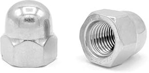 NOLDAR | Hutmuttern DIN 1587. Muttern AISI 304 (A2) Edelstahl. M16 (6 Stück). Gewindesteigung 2 (standard)