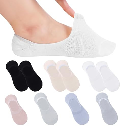 Starfa Lab 10 Pairs No Show Socks for Women, Invisible Low Cut Breatheable Non Slip Cotton Liner Ladies Boat Socks for High Heel Flat Loafer Sneaker Shoes Size 4-7