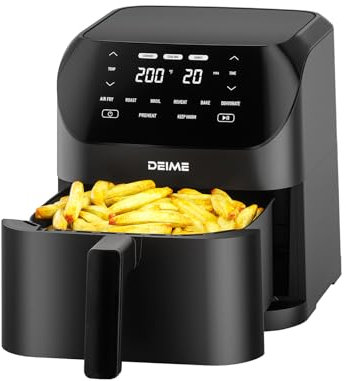 Air Fryer 6.2 QT Large Capacity Oilless Hot Air Fryers Oven 1500W Healthy Cooker with 8 Presets, Digital LCD Touch Screen, Non-Stick Basket, Included Recipe (Black-M)