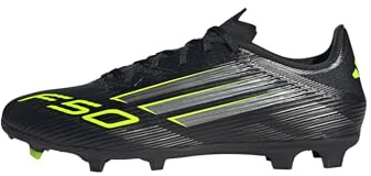 adidas Unisex - Vuxen F50 LEAGUE Firm Ground Football Boots, Core Black/Iron Metallic/Lucid Lemon, 46 2/3 EU