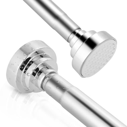 Cexovo Barra para Cortinas de Ducha,75-255 cm Ducha Ajustable Barra Telescópica para Cortina de Ducha Acero Inoxidable Sin Perforación Óxido Antideslizante para Cortina Armario Baño Ventanas