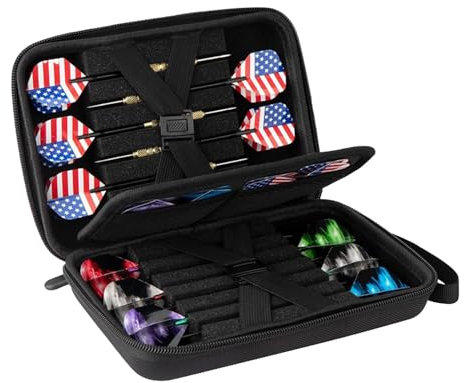 POHOVE Darts Tasche, Dauerhaft Darttasche für 12 Darts und Weiteres Dart-Zubehör, Perfekte Dartaufbewahrungslösung(Color:schwarz)