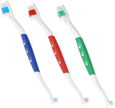 Haustier Zahnbürste 3 Stück Hundezahnbürste für kleine Hunde, Hund Zahnbürste Katzenzahnbürste Kleine Hund Haustierzahnbürsten Tiefenreinigungsset Tragbar Toothbrush für Welpen Katzen Zahnpflege