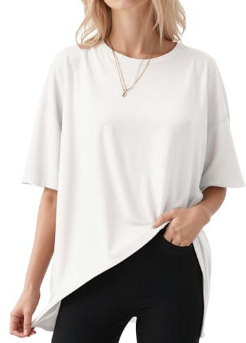 ALGALAROUND Women Oversize Crew Neck Short Sleeve Tops | Loose Fit T-Shirts Basic Women's T-Shirts Sexy Summer Basic Casual Oversized T Shirt Going Out Top Ladies Tee