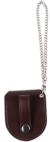 Healvian Housse De Montre De Poche en Cuir Vintage avec Chaîne Blanche Protège Montre Analogique Contre Rayures Étui Imperméable Compact pour Homme