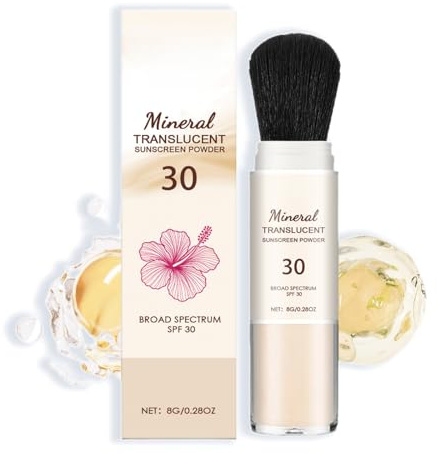 Mineral Sun Protection Powder,Spf 50 Powder Sunscreen for Face,Scalp Sunscreen Powd-er,Beach Sweatproof Face Sunblock Pow-ders for Fac-e and Body,Mineral F-ace Po-wder,F-ace Setting P-owder