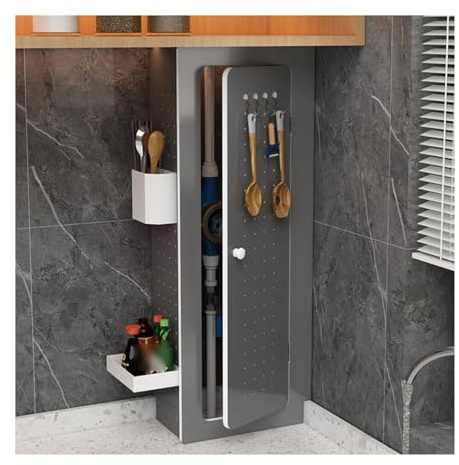 Decorative Water Heater Pipeline Cover with 4 Hooks - Kitchen Pegboard Organizer Kit, Gas Line Shield for Bathroom & Garage, Stylish Wood-Plastic Storage Rack