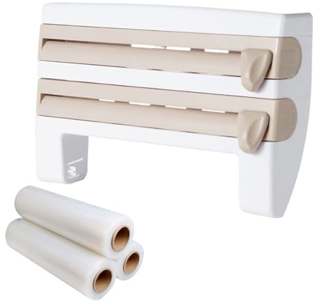 Xasbseulk Distributore Di Film Alimentare - Distributore Di Rulli Con Tagliera,Organizzatore Riutilizzabile per Rotoli Da Cucina Resti Snack -Mangiare