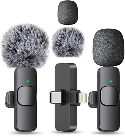 MAYBESTA Wireless Mini Microphone for iPhone, Android Phone - Lavalier Lapel Mic for Audio Video Recording - Clip on Content Creator Microphones for YouTube Tiktok Podcast Vlogging