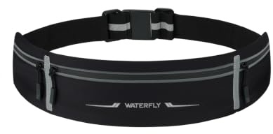 Waterfly Running Belt Women Men: Waist Phone Holder Pouch 3 Zip Pockets | Ultra Lightweight, M Size Weighs Just 60 g(L Size 70 g), Water-Resistant, Reflective Strips, Fits All Phone