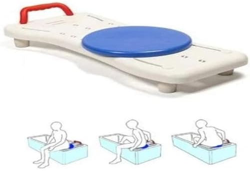 OrtoPrime Asiento Bañera con Disco Giratorio Fácil Transferencia - Silla Giratoria Bañera Adulto - Tabla de Baño Ajustable - Banco Baño Seguridad