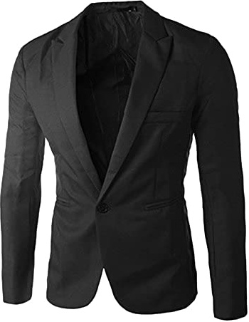 Chaqueta De Hombre De Manga Larga,Blazer Casual con Botones Slim Fit Ligero,Chaqueta De Traje Formal Elegante,Chaqueta De Negocios De Solapa con Bolsillos,Negro,S