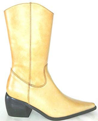 Matador 495967 Bottes en cuir cowboy avec fermeture Éclair beige talon cubain semelle en caoutchouc, Cuir, 39 EU