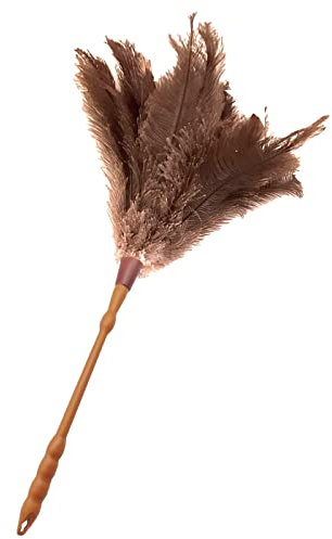 AC - Plumero de Avestruz Maxi Torneado - Fabricado en Resistente Plástico - Mango Torneado - Ligero y Duradero - Plumas Suaves, Lavable, Limpieza de Polvo - 60 cm de Longitud - Color Marrón