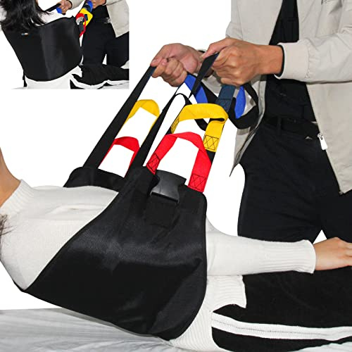 KkaFFe Multi-Handle Transfer Sling Lifting Seniors, Transfer Nursing Sling Lifting Disabled, Safer Transfer Boards, Advanced Transfer Belts Lifting Seniors, Gate Belt for Elderly(Black)