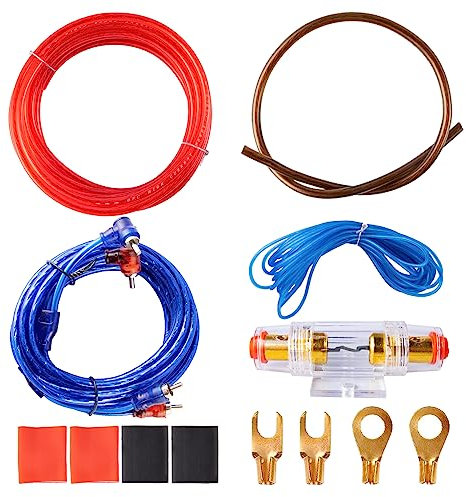 Bubuny Kit de Connexion Amplificateur de Voiture, 8GA Kit de Cables Installation Amplificateur Subwoofer, Kit d'installation câble d'amplificateur de Puissance d'amplificateur