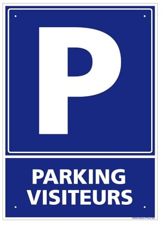 Panneau Parking Visiteurs Alu 2 Mm - 300 X 420 Mm Signalisation Rectangulaire Prépercée Avec Kit De Fixation Fabrication Française