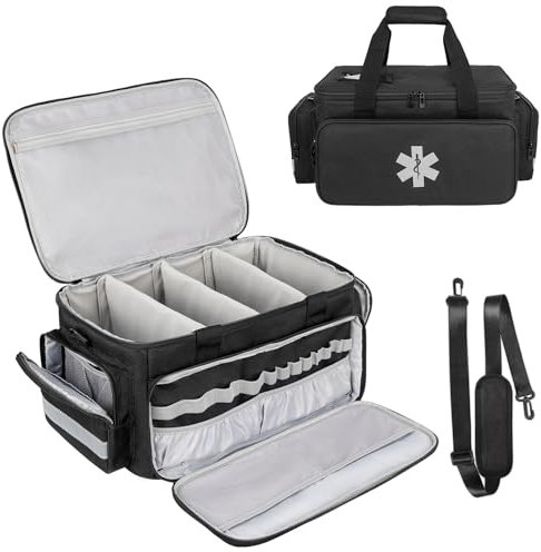 Jamiukro Groß Erst hilf tasch leer, Notfalltasch für Krankenschwester, Medizintasche Reise, Verbandstasche, Reisetasche für Medikamente, Schwarz