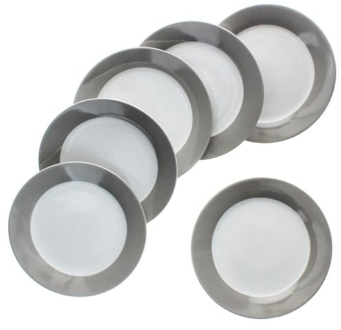 MamboCat 6er Set Variant Grau Kuchenteller I farbige Porzellan-Frühstücksteller für 6 Personen I Bunte kleine Teller für Salat, Dessert & Co. beim Frühstück, Mittag, Kaffee & Abendbrot