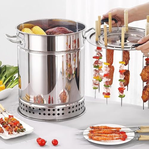 Barbecue portable, barbecues à charbon de bois, barbecue à baril de charbon de bois pour fumeur, poêle vertical suspendu pour barbecue et maison (big)